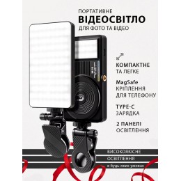 Видеосвет для телефона с MagSafe креплением Свет для видеосъемки 2500K-9000K Накамерный свет M19 Видеосвет для телефона с MagSafe креплением Свет для видеосъемки 2500K-9000K Накамерный свет M19