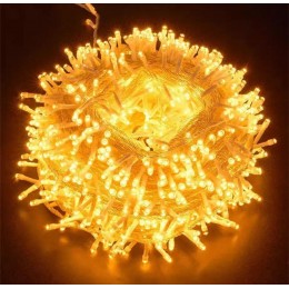 Гирлянда 400 Led 20 м теплый белый (желтая, золотая) Прозрачный провод 400 лампочек, 8 режимов