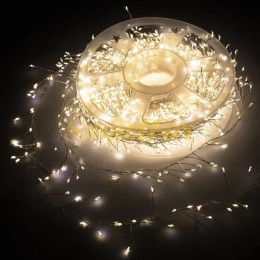Гирлянда Роса "Мишура" 30 метров 900 LED USB Фейерверк хвойная лапа, теплый белый + пульт