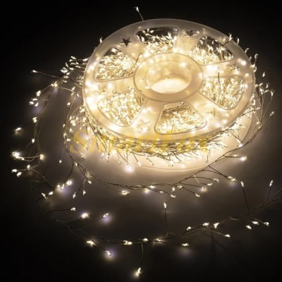 Гирлянда Роса "Мишура" 30 метров 900 LED USB Фейерверк хвойная лапа, теплый белый + пульт