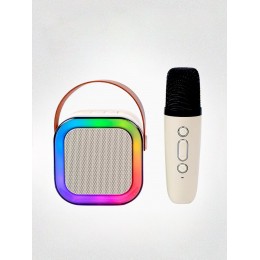 Детская колонка для пения с микрофоном, RGB подсветкой и Bluetooth Белая