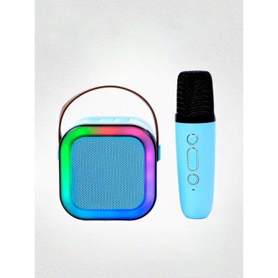 Колонка с микрофоном караоке для детей и RGB подсветкой и Bluetooth Голубой Колонка с микрофоном караоке для детей и RGB подсветкой и Bluetooth Голубой