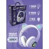 Наушники с ушками беспроводные Cat 28 с Bluetooth и подсветкой / сиреневые