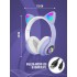 Наушники с ушками беспроводные Cat 28 с Bluetooth и подсветкой / сиреневые