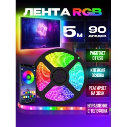 LED лента RGB с пультом и USB питанием. Управление через телефон Bluetooth 5050 LED лента RGB с пультом и USB питанием. Управление через телефон Bluetooth 5050