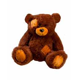 Маленький плюшевый мишка с латками Teddy Boom Гриша 50 см шоколадный Маленький плюшевый мишка с латками Teddy Boom Гриша 50 см шоколадный