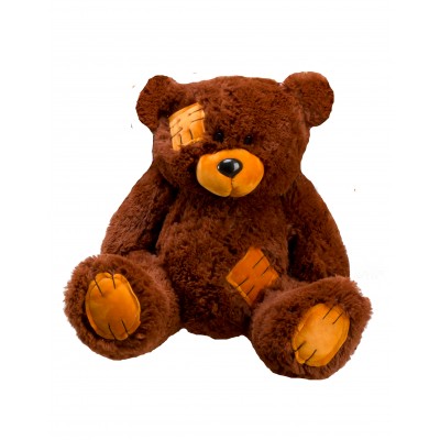 Маленький плюшевый мишка с латками Teddy Boom Гриша 50 см шоколадный Маленький плюшевый мишка с латками Teddy Boom Гриша 50 см шоколадный