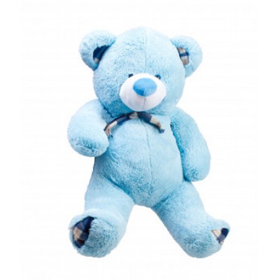 Плюшевый мишка с шарфом Teddy Boom Клетка 130 см голубой