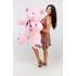 Медведь с шарфом Teddy Boom Клетка 130 см розовый
