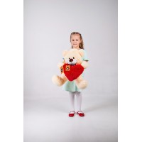 Маленький плюшевый медведь UToys Джеймс 65 см кремовый с сердцем 30 см
